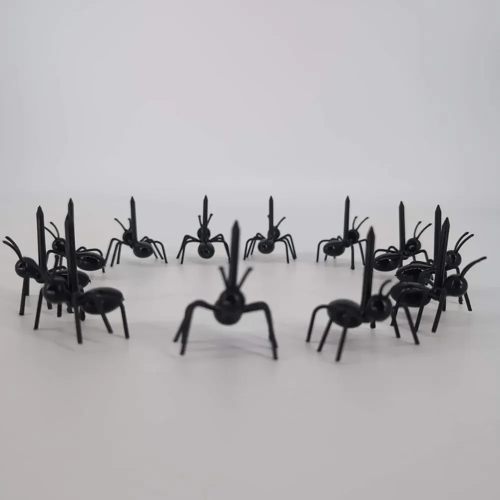 12 Reusable Ant Shaped Unbranded Black Toothpicks Fruit Forks Party Decor - NWOT